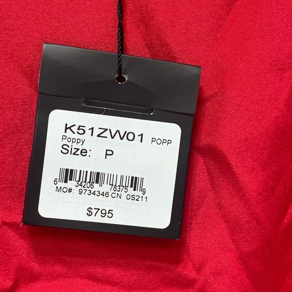 St. John Red Poppy Silk CDC Asymmetrical Hem 3/4 - Picture 4 of 13